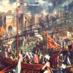 La presa di Costantinopoli da parte dei crociati, in un dipinto di Palma il Giovane (1544-1620).